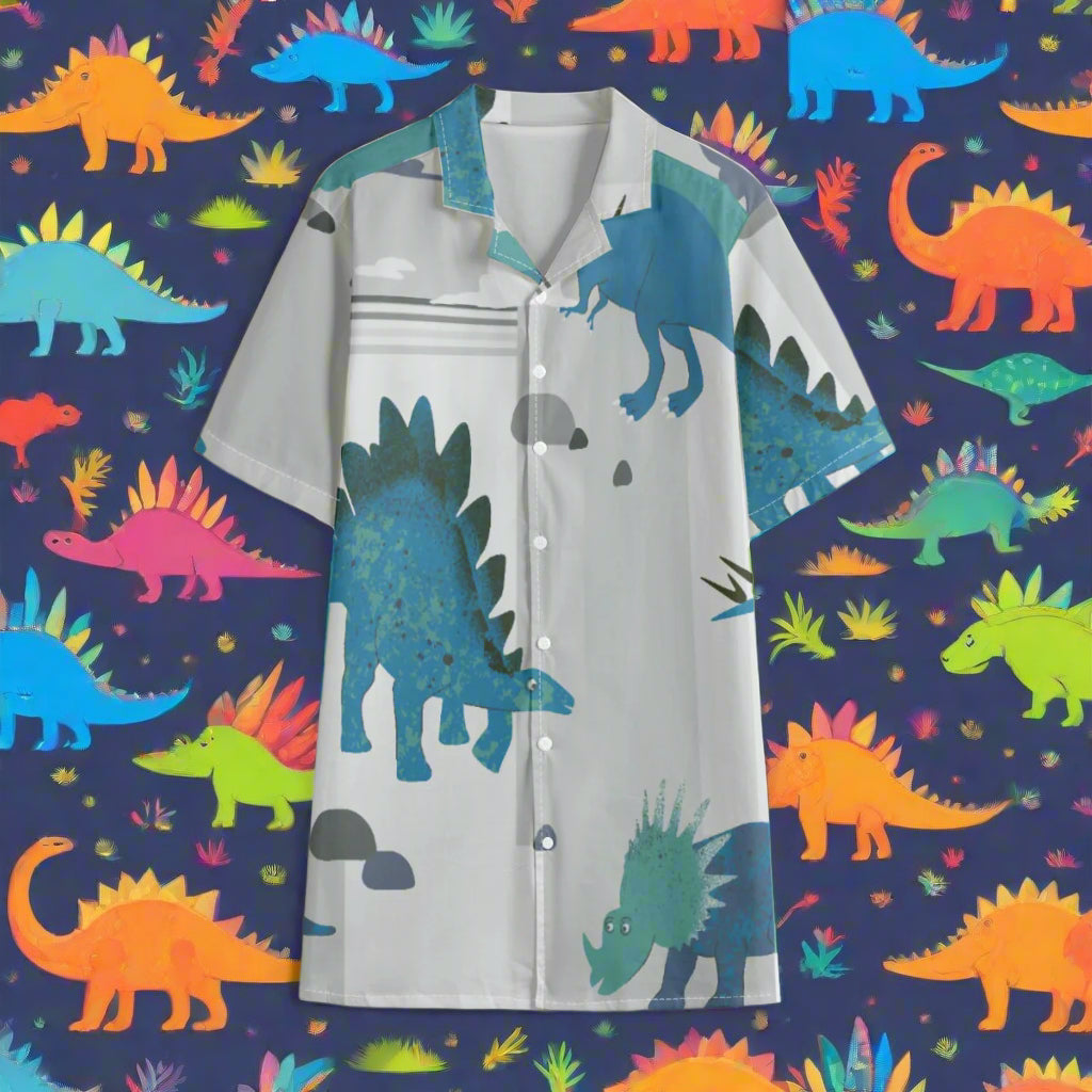 Stegosaurus Hawaiian Shirt Cotton