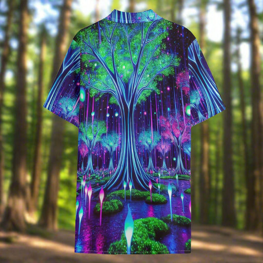 Forest Festival Back of Shirt Neon Purple Neon Green and Neon Blue