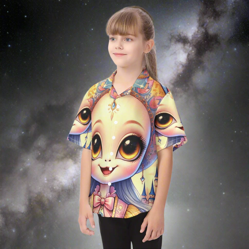 Aliens Saturn Kid Hawaiian Vacation Shirt Cotton